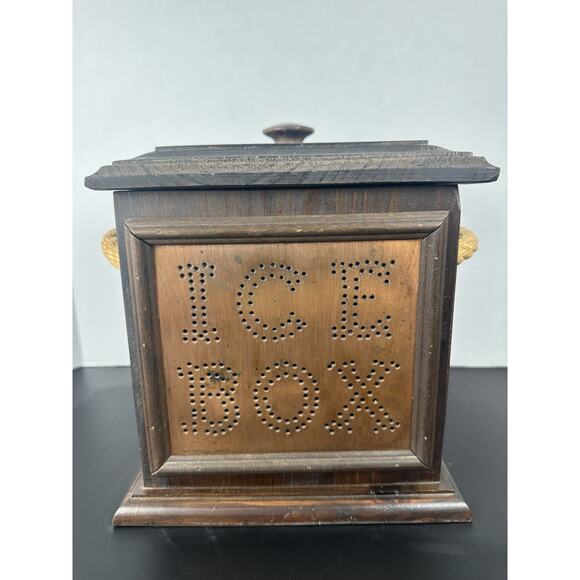 Vintage Wood & Copper Pfaltzgraff Ice Chest Decorative Box with Lid Retro - Picture 1 of 9